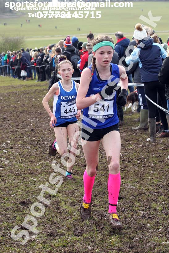 Girls under-13s, 2020 British Athletics Inter Counties Cross Country Champs., Prestwold Hall, Loughborough. Photo: David T. Hewitson/Sports for All Pics
